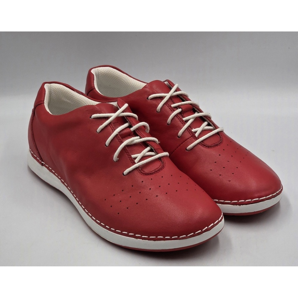 Alegria Essence ESS-623 Red Leather Slip Resistant Work Shoes Womens 8.5 EU 39
